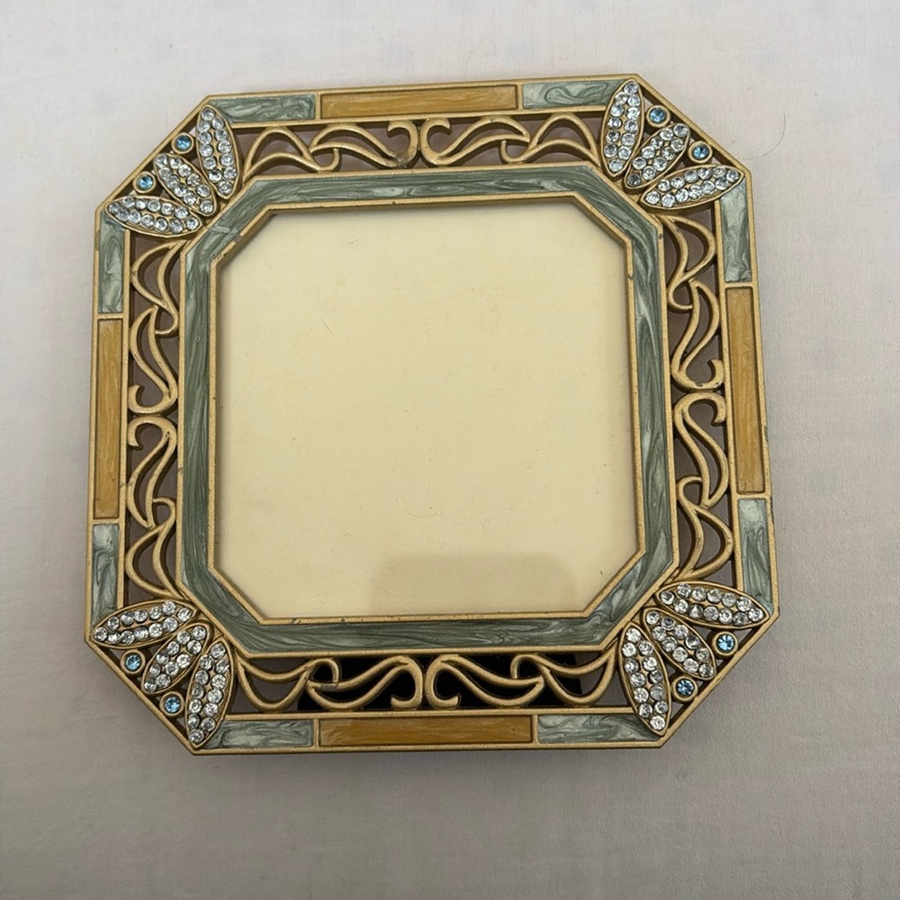 Art Deco Style Vintage Metal Picture Frame Hold 3 x 3" Photos